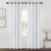 2 Pieces Plain Dyed Back Lining Eyelet Curtains - White
